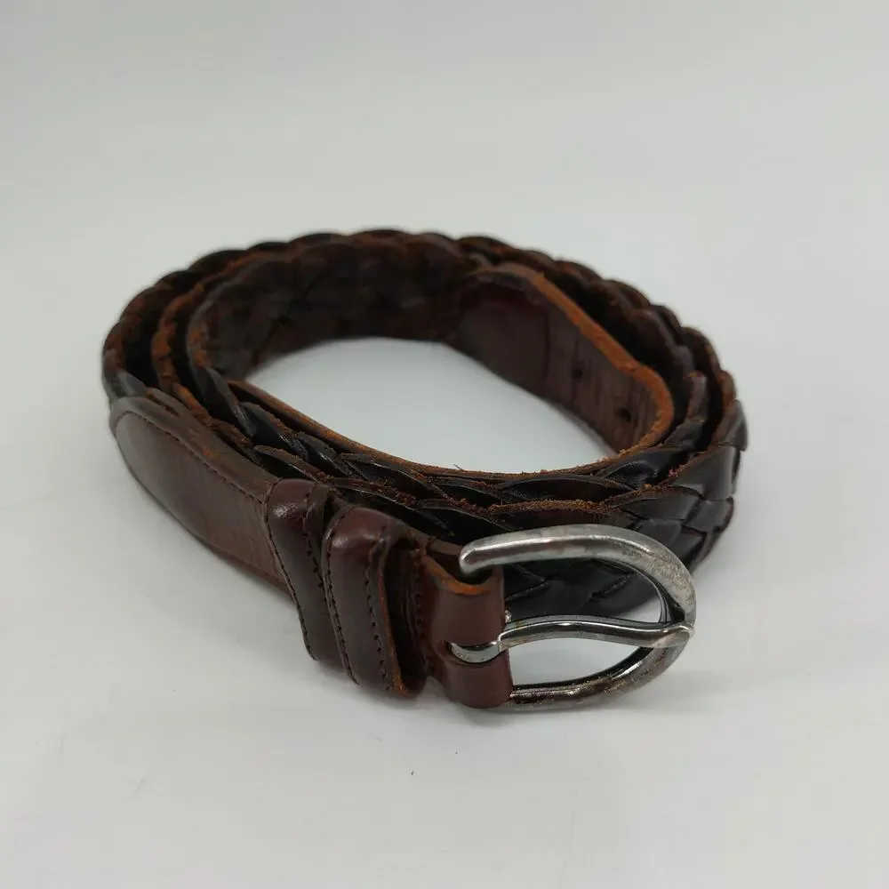 Coach Men's Size 40 Brown Leather Belt Casual Braided Weaved